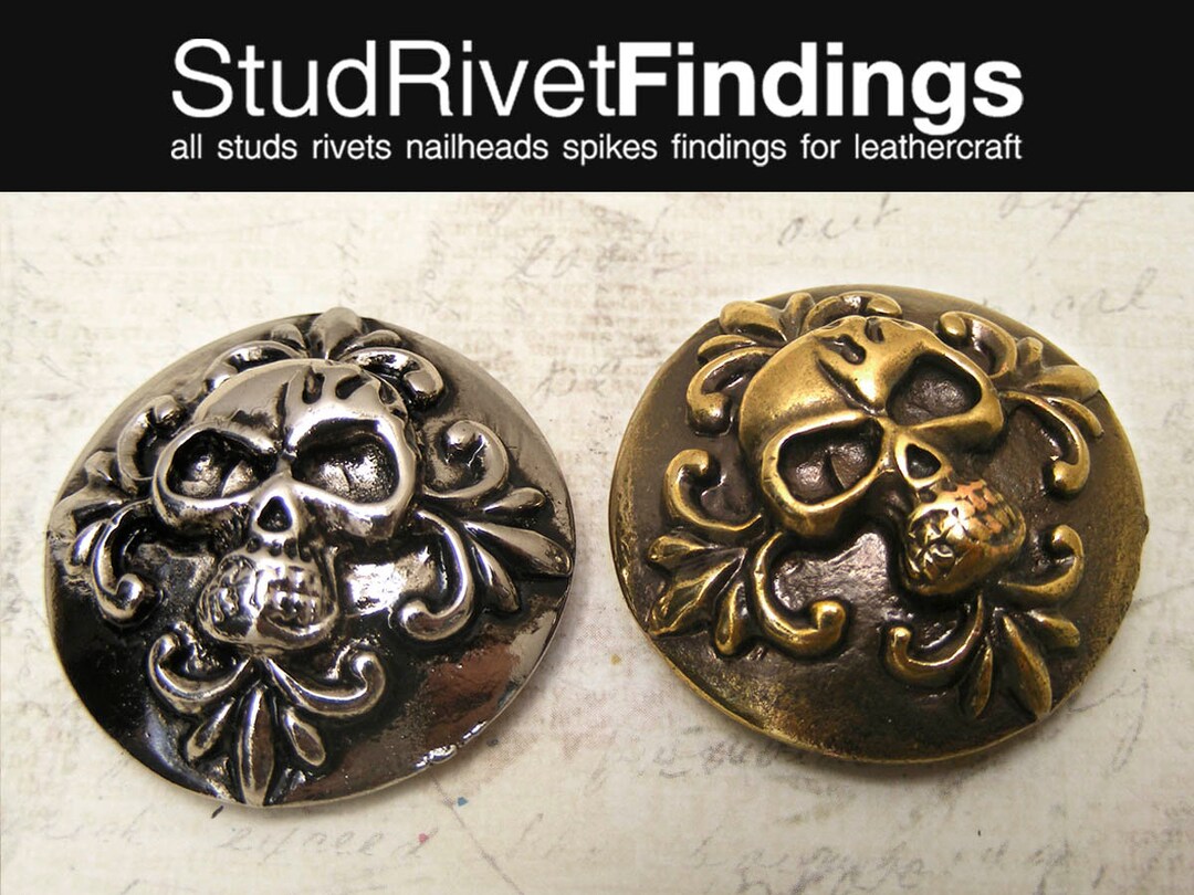 10pcs Antique Copper Skull Rivet Studs - Screw Back Conchos For Leathercraft