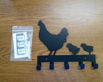 Wooden Key Holder for Wall with 3 Hooks Home Decoration Chicken Gift for Chicken Lovers Wooden Key Holder for Wall with 3 Hooks Home Decoration Chicken Gift for Chicken Lovers