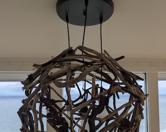 Sculptural Orb from Driftwood -- light fixture or decor