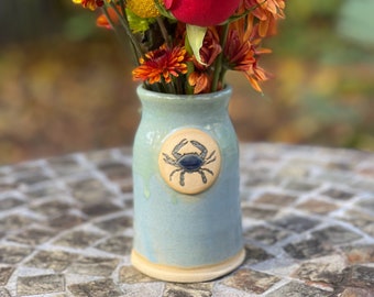 Small Blue Crab Vase