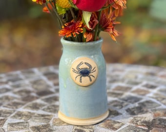 Small Blue Crab Vase