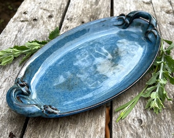 Oval Serving Platter in Sapphire Blue