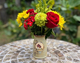 Mushrooms Milk Bottle Vase- Small