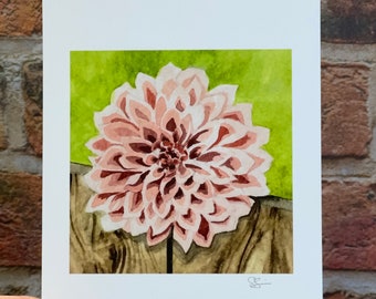 Watercolor Print: Dahlia 5x7 inches, *print only not framed*