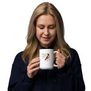 American Robin songbird - White glossy mug