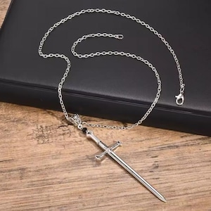 Gothic Sword Necklace: Stainless Steel Chain, Dark Fantasy Jewelry