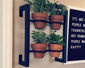 Hanging planter, indoor outdoor herb garden, Hanging herb garden, fixer upper inspired 4 pot wall hanging herb garden