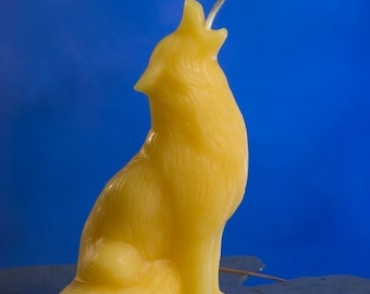 Howling wolf beeswax candle by queen bee honey