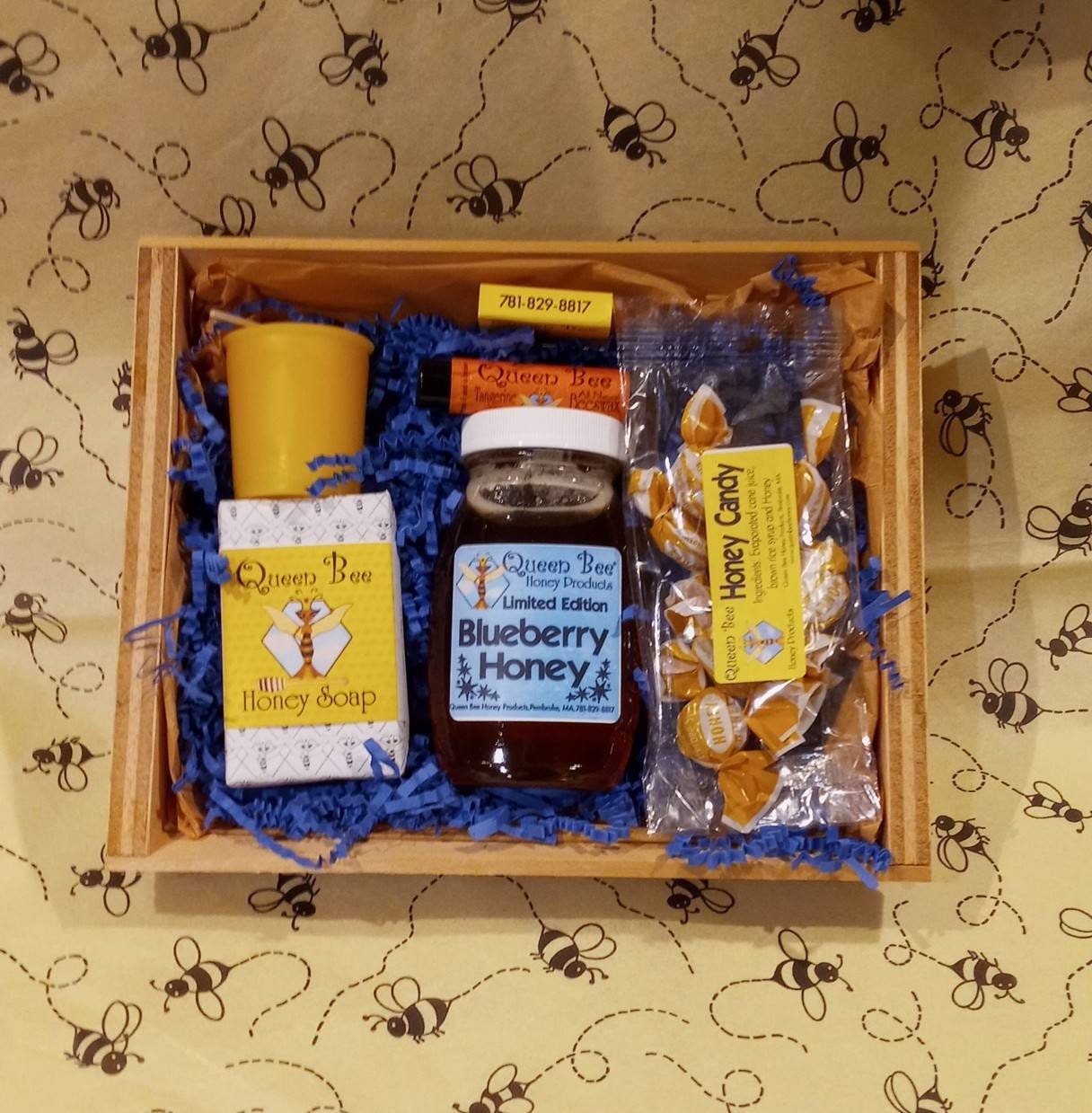 Blueberry Honey Beehive Gift Basket by Queen Bee Honey 