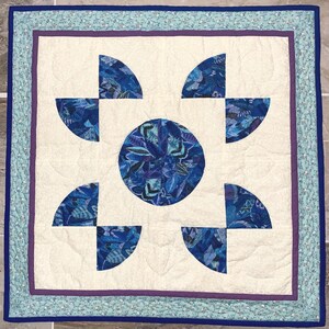 Handmade Patchwork Quilt Wall Hanging Table Topper Multi Blues
