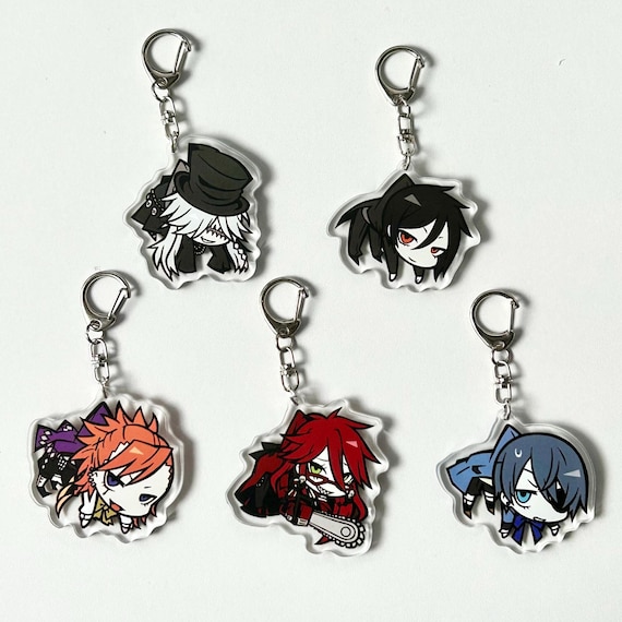 Black Butler Acrylic Keychain, Anime Keychain, Sebastian Michaelis, Double Side Keychain, Ciel Phantomhive, Anime Gift for Friend