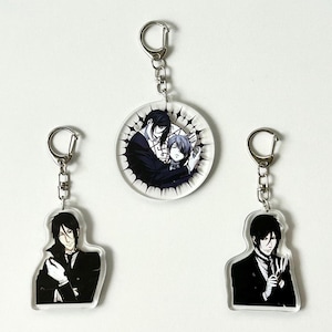 Black Butler Acrylic Keychain, Double Side Keychain, Sebastian Michaelis, Ciel Phantomhive, Anime Keychain, Anime Gift for Friend