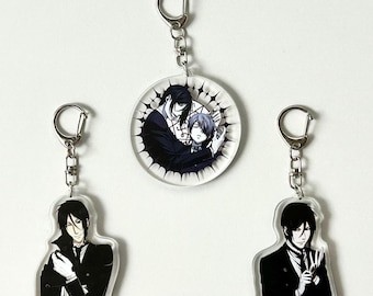 Black Butler Acryl Schlüsselbund, doppelseitiger Schlüsselbund, Sebastian Michaelis, Ciel Phantomhive, Anime Schlüsselbund, Anime Geschenk für Freund