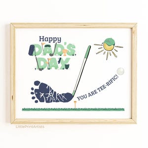 Father's Day Golf Footprint Craft or Handprint Art Gift for Dad. Keepsake from Baby, Toddler or Grandkids. Printable Father's Day Golf Gift.