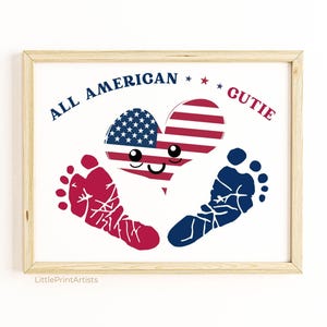 Empreinte artisanale du 4 juillet Art. Activité patriotique pour garderie, école maternelle, école maternelle à la maison. Cadeau souvenir américain toute mignonne