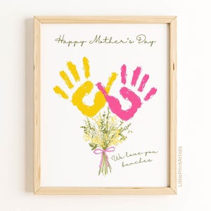 Handprint Flowers for Mother&#39;s Day | Creative handprint art gift for Mom or Grandma as handprint keepsake from toddler or preschool kids