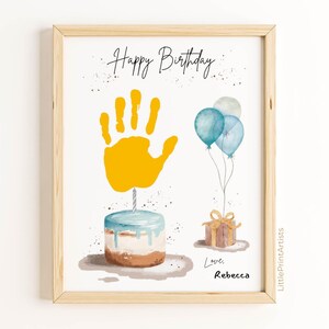 Handabdruck Geburtstagskarte vom Kleinkind. Bastelbogen für Papa, Mama, Oma, Opa oder Tante. Last Minute Geschenk, tolles Andenken vom Kind.