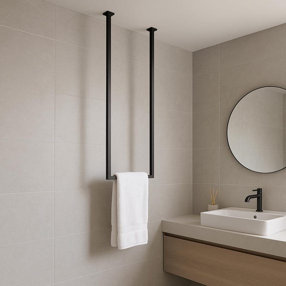 Ceiling-Mounted Metal Towel Rack