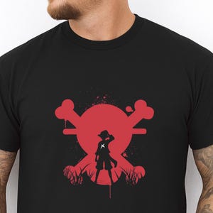 Camiseta con el logo de Luffy, para hombre y mujer, con gráfico de capitán pirata, estilo japonés, ideal como regalo.