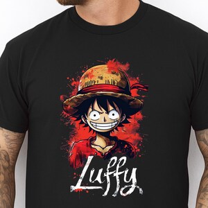 Camiseta "Luffy Wanted", para hombre y mujer, con gráfico de capitán pirata, estilo japonés, ideal como regalo.