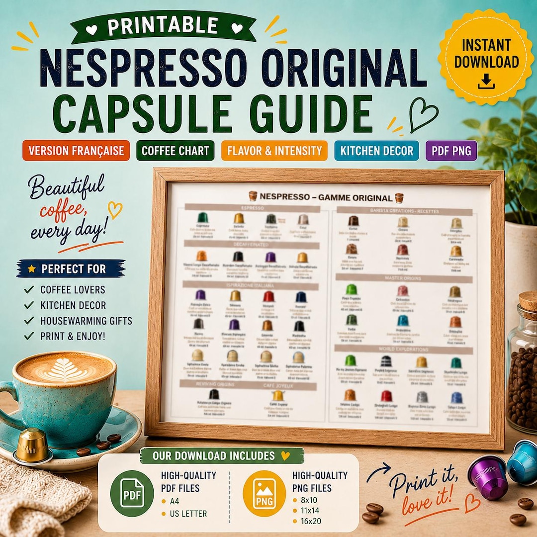 Printable Nespresso Original Capsule Guide French | Coffee Chart ...