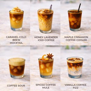 Coffee Mocktails de Invierno | Bebidas de Café Sin Alcohol | Recetas de Cold Brew, Caramelo y Canela | Guía de Bebidas Calientes y Frías