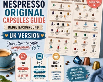 Printable Nespresso Original Capsules Guide Beige | UK Version