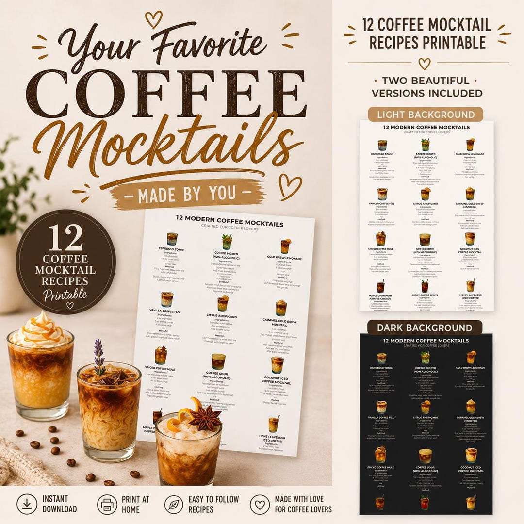 Mocktail Recipes.pdf 12 Coffee Mocktail Recipes Printable | Non-alcoholic Coffee Drinks ...