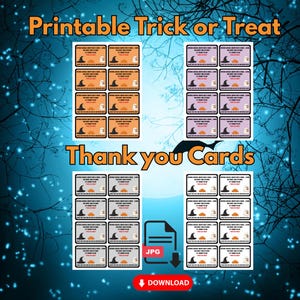 Halloween Trick or Treat Thank You Cards, Halloween, 4 Fun Designs, Perfect for Kids to Share Gratitude and Spread Halloween Cheer