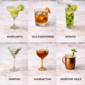 12 Receitas Clássicas de Coquetéis | Guia de Coquetéis Famosos | Margarita, Martini, Mojito e Mais | Bebidas para Bar em Casa | Mixologia