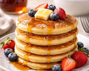 Recept på fluffiga amerikanska pannkaksdrycker i PDF-format – Enkel frukost, steg för steg