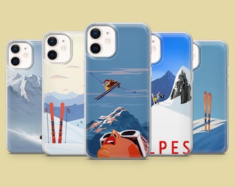 Ski Phone Case Skiing Winter Cover for iPhone 18Pro, 17, 16, 15, 14, 13 Samsung S26, S25, S24, S23, A16, A17, A56, Pixel 11, 10Pro