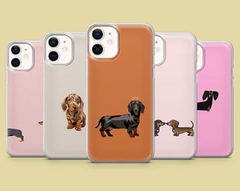 Dachshund Phone Case Cute Dog Puppy Cover for iPhone 17Pro, 16, 15, 14, 13, 12, Samsung S25, S24, S23Fe, S22, A16, A26, A56, Pixel 10, 9Pro