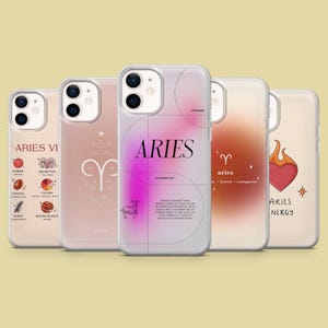 Aries Phone Case Zodiac Celestial Cover for iPhone 17Pro, 16, 15, 14, 13, 12, Samsung S25, S24, S23Fe, S22, A16, A26, A56, Pixel 10, 9Pro