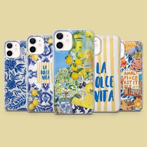 Custodia per telefono Italia Amalfi La Dolce Vita Cover per iPhone 16E, Pro, 15, 14, 13, 12, Samsung S25, S23FE, S24FE, A16, Pixel 9Pro, 8A