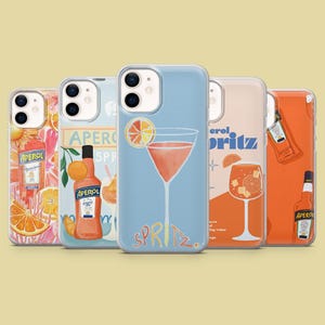 Coque de portable Aperol Cocktail Coque Aperol Spritz pour iPhone 16E, Pro, 15, 14, 13, 12, Samsung S25, S23FE, S24FE, A16, Pixel 9Pro, 8A