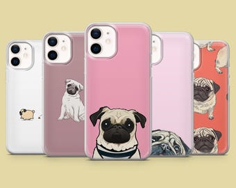 Mops Handyhülle süße Hund Welpe Cover für iPhone 17Pro, 16, 15, 14, 13, 12, Samsung S25, S24, S23Fe, S22, A16, A26, A56, Pixel 10, 9Pro