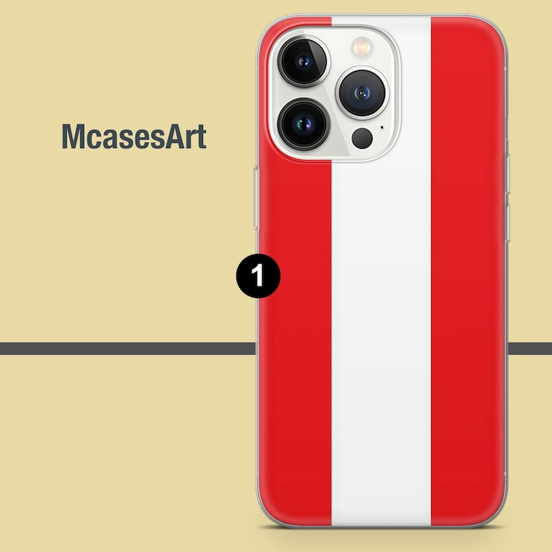 Peut inclure: Une coque de t&eacute;l&eacute;phone transparente avec un motif ray&eacute; rouge et blanc. La coque a une d&eacute;coupe pour l'objectif de l'appareil photo.