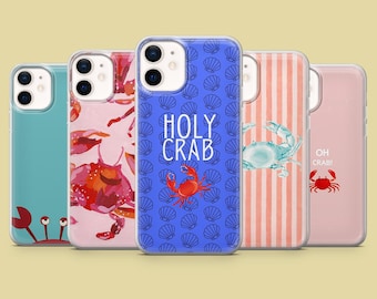 Crab-telefoonhoesje Lobster Ocean voor iPhone 17Pro, 16, 15, 14, 13, 12, Samsung S25, S24, S23Fe, S22, A16, A26, A56, Pixel 10, 9Pro