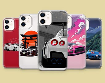 Funda de teléfono G T R JDM con diseño de coche japonés para iPhone 17Pro, 16, 15, 14, 13, 12, Samsung S25, S24, S23Fe, S22, A16, A26, A56, Pixel 10, 9Pro