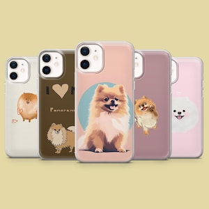 Mobilskal med pomeranian spitz och valpmotiv för iPhone 17Pro, 16, 15, 14, 13, 12, Samsung S25, S24, S23, S22, A16, A26, A56, Pixel 10, 9Pro