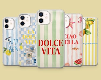 Italian Saying Phone Case La Dolce Vita Bella for iPhone 18Pro 17, 16, 15, 14, 13 Samsung S26, S25, S24, S23, A16, A17, A56, Pixel 11, 10Pro