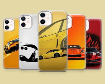 コルベット スマホケース マッスルカー スポーツカー カバー iPhone 16E、Pro、15、14、13、12、Samsung S25、S23FE、S24FE、A16、Pixel 9Pro、8A用