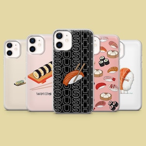Sushi Phone Case Food Nigiri Cover for iPhone 17Pro, 16, 15, 14, 13, 12, Samsung S25, S24, S23Fe, S22, A16, A26, A56, Pixel 10, 9Pro