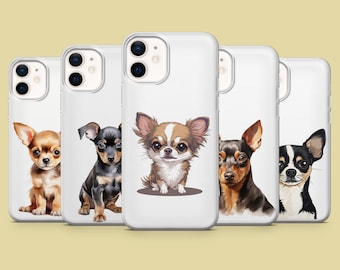 Funda para teléfono con diseño de chihuahua para iPhone 17Pro, 16, 15, 14, 13, 12, Samsung S25, S24, S23Fe, S22, A16, A26, A56, Pixel 10, 9Pro