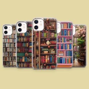 Book Phone Case Bookshelf Bookish for iPhone 17Pro, 16, 15, 14, 13, 12, Samsung S25, S24, S23Fe, S22, A16, A26, A56, Pixel 10, 9Pro