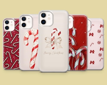 Candy Cane-telefoonhoesje Xmas Light Christmas voor iPhone 17Pro, 16, 15, 14, 13, 12, Samsung S25, S24, S23Fe, S22, A16, A26, A56, Pixel 10, 9Pro
