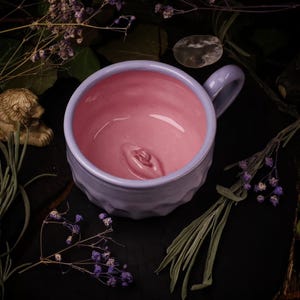 Handmade Lilac and Pink Ceramic Mug 5 oz | Sculptural Pottery Tea or Coffee Cup | Thoughtful Gift for Her | Drinkware Cup | Cappuccino Cup