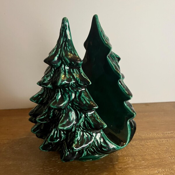 Vintage Christmas Tree Ceramic Napkin Holder 5.5x7”