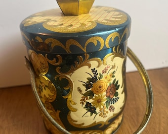 Vintage 1950s Kashmir Murray-Allen Brass Handled Tea Tin with Lid